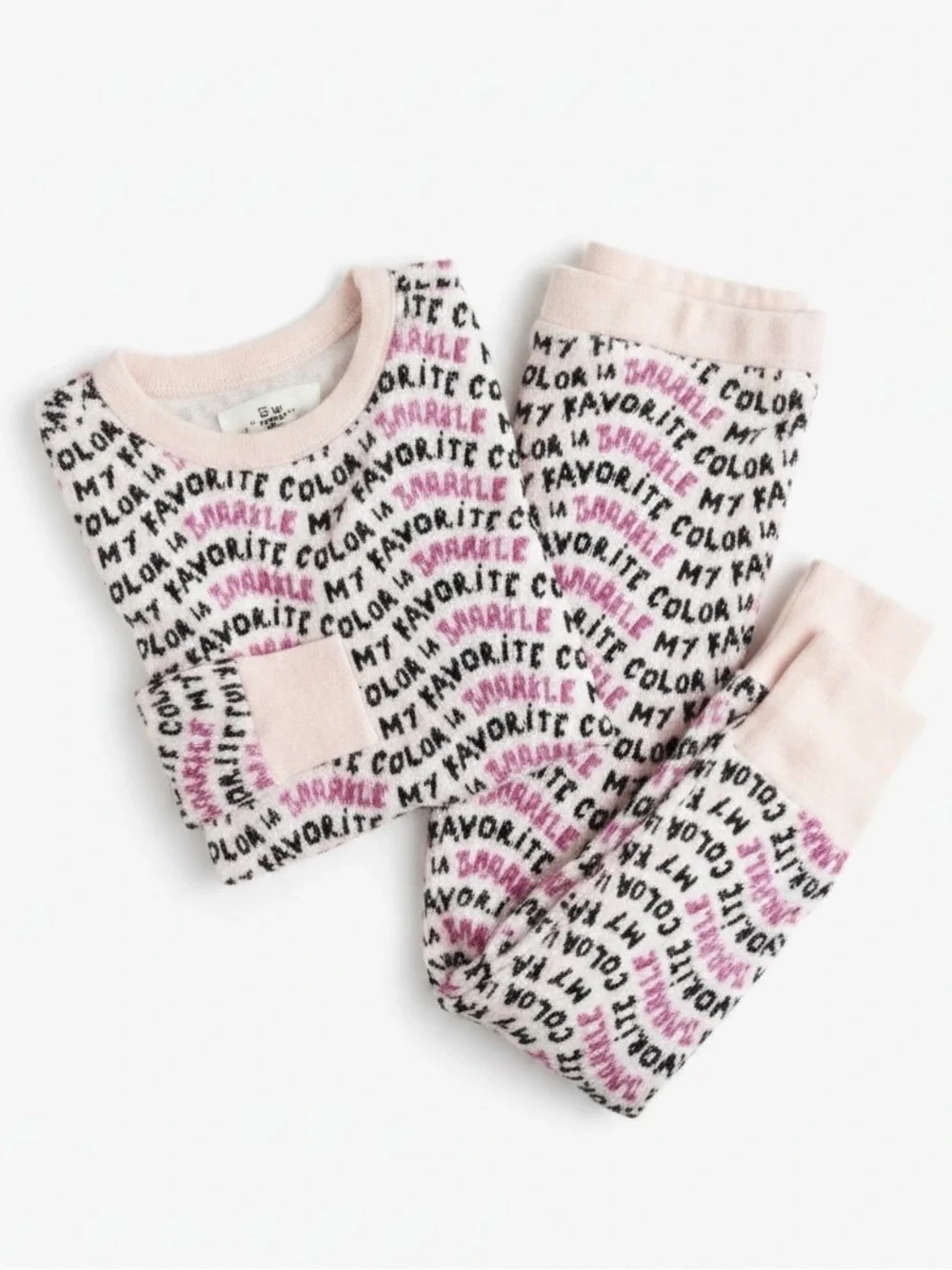 J.Crew Crewcuts Pink Graphic Print Cotton Pajama Set Long Sleeve Girls Size 5